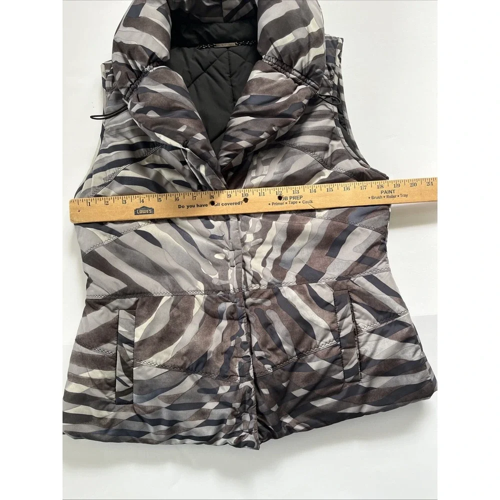Elie Tahari Camo Puffer Quilted Vest Mock Collar Pockets Sz M Spring Evening - Picture 16 of 16